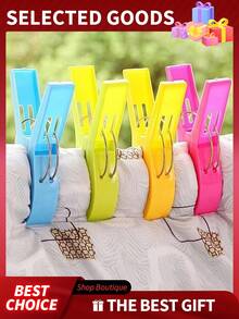 1/4/8/Pcs Large Colored Clothespins, Beach Towel Clips, Multifunctional Towels, Beach Chairs, Etc., Durable And Colorful (Yellow, Red, Blue,Green), Towel Clips,Plastic Hanger, Chair Clips, Towel Racks, Windproof And Colorful, Suitable For Bathroom Accessories Drying Quilts And Clothes, Pool Chairs, Sun Loungers, Outdoor Activities And Beach Travel