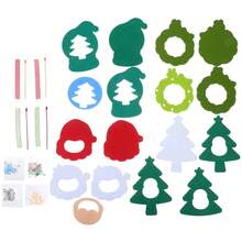 DIY ozdoby świąteczne, choinka, wianek Świętego Mikołaja, wiszący wisiorek na przyjęcie świąteczne, wiszący materiał z włókniny, dekoracja dla dzieci, świąteczna kreskówka z włókniny, wiszący wisiorek z włókniny, zestawy DIY, materiały dla dzieci, łatwe do wklejenia akcesoria, rękodzieło, puzzle z włókniny, zabawki, wianek z włókniny