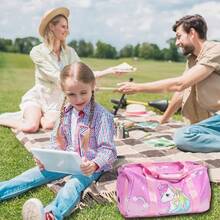 Dafelile Bolsa de lona deportiva para niñas, bolsa de baile para adolescentes, bolsa de viaje para llevar a cabo el fin de semana para pasar la noche, bolsa de gimnasio, bolsa de ballet de viaje con - Bolsa de ballet de unicornio rosa - Ver 7