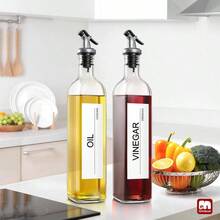 Olive Oil Dispenser Bottle, 6 Pack Oil Dispensers Bottles Kitchen, Cooking Vinegar Dispenser Set, Glass Container Cruet - Pourer Spout, Funnel And Labels - 透明 + 17 盎司-6 包 - 查看 9