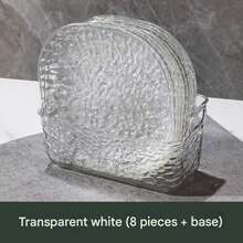 8pcs/Set Bone Dish Plate Set, High-Grade Unbreakable Residue Small Plate, Glacier Pattern Bone Dish - Multicolor - View 9