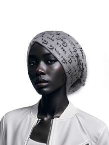 1顶纯色男女通用嘻哈风针织帽，轻薄透气女士睡眠帽，韩版运动健身防风头巾睡眠帽 - 暗灰色 - 查看 2