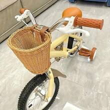 1pc Handcrafted Resin Rattan-Style Bike Basket - Durable Storage For & Essentials, Brown With Copper Accents, Comfortable Handlebar Design For Cycling - Multicolor - View 5