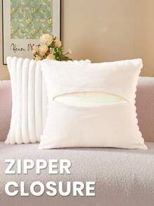 1pc Solid Color Cushion Cover, Multi-Color Options, Warm And Comfortable, Plush Surface, Zipper Closure, Insert Not Included, Fits 12x20/16x16/18x18 Inch, Machine Washable, Autumn Decor, Room Decor, Back To School, School Supplies - Multicolor - View 3