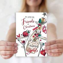 1 pieza Tarjeta de felicitación navideña australiana con sobre, 11cm X 16cm - Diseño encantador de gatos besándose con adornos festivos, ideal para amigos, familiares y amantes de los gatos, tarjeta de celebración navideña conmovedora