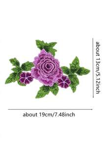 1pc Colorful 3D Embroidered Peony Flower Patch With Lace Trim, DIY Clothing Accessory Applique