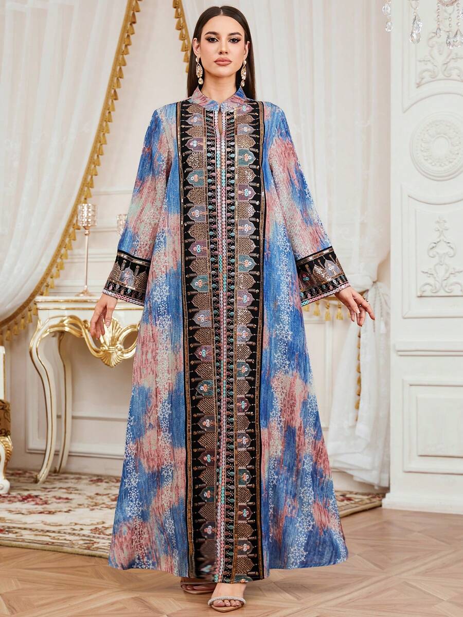 SISKAKIA Vestido tejido con estampado todo sobre todo elegante bordado, adecuado para vacaciones, citas, cumpleaños, fiestas formales
