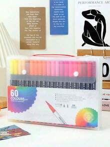 12/24/36/48/60/80/100/120 CÁI Bút lông đôi đầu nhọn & bút lông phác thảo màu nước Bút lông vẽ chuyên nghiệp cho trường học cung cấp cho học sinh văn phòng phẩm - màu đen - Xem 7