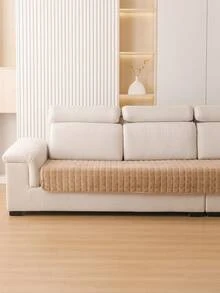 1pc Quilted Flannel Fabric Sofa Cushion, Non-Slip Sofa Seat Cover, Suitable For Single/Double/Three/Four-Seater Sofas And Chaise Lounge, Washable, Modern Style, All Season Use, Home Decor
