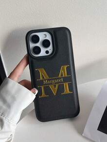 Customized Phone Case Compatible With IPhone 17 16 15 14 13 12 11 Pro Max 17 Air Personalized Initials Name 3D DIY Engraved Multiple Colors And Fonts Rose Gold Rose Red Gold Red White Black Blue Green Letters Hot Stamping Technology Luxury Korea Leather Shockproof Case Leather Case Festival Gifts For Lover Friends Family Yourself Children ﻿