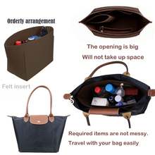 Le Pliage Tote Bag Organizer Insert, Multi-Pocket Felt Handbag Organizer, Zipper Storage Bag, Liner Bag - Coffee - View 3