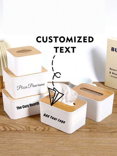 Caja de pañuelos personalizada y personalizable, con nombre y logotipo, caja de almacenamiento de pañuelos de escritorio, adecuada para el comedor, la sala de estar, el baño, el tocador, el mostrador y la oficina, adecuada para la decoración y organización del hogar