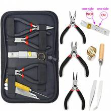8pcs/Set Premium DIY Tool Kit, Includes 3 Different Pliers, 2 Tweezers, 1 Awl, 1 Split Ring Plier, 1 Ruler. Suitable For Beginners And Experts, Essential For Home Use