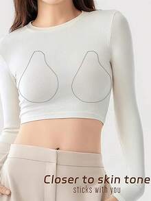 1 对硅胶隐形丰胸贴，带肩带，防滑小胸增强贴，可重复使用，适用于婚纱、礼服 - 杏色 - 查看 7