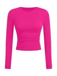 Áo nữ AiTyi, kiểu dáng thoải mái, màu trơn, ôm sát, thời trang tối giản, phong cách Y2K đa năng, phù hợp cho lễ tốt nghiệp, lễ hội hóa trang, lễ Phục sinh, lễ hội âm nhạc, Ngày của Mẹ, mùa xuân/hè. - Hoa hồng đỏ - Xem 6