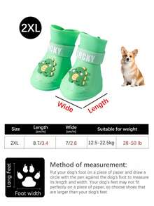 4pcs Silicone Large Dog Rain Boots, Waterproof Anti-Slip Pet Shoes, Easy To Clean One-Piece Design, Suitable For Medium And Large Pets - Multicolor - View 14