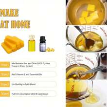 4/8 块黄色纯蜂蜡块，高品质，无需电源，适用于蜡烛制作、DIY 工艺品、手工护肤品 - 黃色 - 查看 8