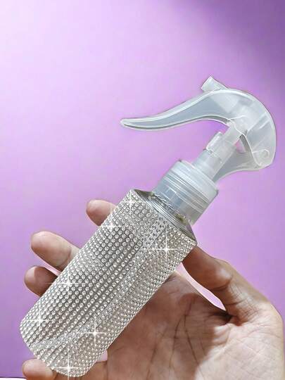 1 件带钻石的喷雾瓶，创意连续细雾 60 毫升，奢华闪亮风格，全钻石图案，简约圆柱造型，适用于化妆品、家庭清洁、美发沙龙、消毒、浇花等场景