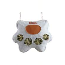 ITANDME 4-Loch Heu-Futternapf für Kaninchen mit Reißverschlussdeckel, Hänge-Futterbeutel für Kaninchen aus hochwertigem, atmungsaktivem Stoff, süße Form, Heu-Halter für Meerschweinchen, Kaninchen, Chinchillas