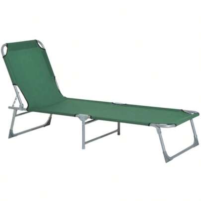 THE Reclining Lounger Chair Folding Camping Bed With 4 - Position Adjustable Backrest, Travel Indoor Outdoor Office Fishing, Green