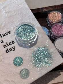 1pc White Snowflake Sea Salt Crystal Diamond Powder, Ultra Fine & Shiny Sugar Powder For DIY Nail Art, Christmas Snowflake Nails, Y2K Nails, French Nails, Halloween Nails, Nail Art Supplies - Blue - View 6