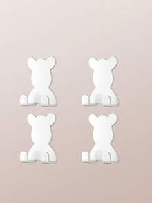 4 pièces/Porte-crochet mural en plastique en forme d'ours, sans perçage, portance élevée, crochet adhésif, support de rangement pour couteau de rasage. Double crochet, crochet adhésif sans perçage, crochet pour accrocher les vêtements dans la salle de bain derrière la porte.