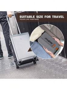 1 pieza Bolsa de aseo de viaje personalizada para hombres, bolsa de aseo de negocios de nailon personalizable para hombres, bolsa de maquillaje de viaje, organizador de maletín de gran capacidad, grande, liviano, plegable con asas naranjas - Multicolor - Ver 5