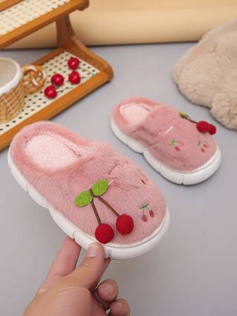 1 Pair Thermal Lined Comfortable Children's House Slippers