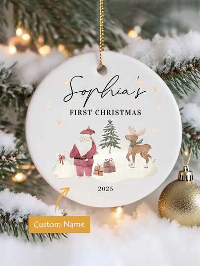 1Pc Custom First Christmas Baubles, Custom Keepsake Christmas Ornament, Christmas Gifts, Christmas Tree Decor, Christmas Gifts For Kids, Student, Friend,Family ﻿