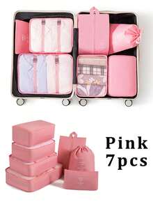 7/8/9/10pcs Travel Packing Cubes, Compression Organizer Bags, Luggage Organizer, Clothing Storage Bags Set, Includes: Cosmetic Bag, Waterproof Multi-Function Organizer, Garment Bag, Holiday Travel Essentials, Shoe Bag, Foldable Storage Box, Collapsible Underwear & Socks Organizer, Travel Packing Cubes, Luggage Organizer