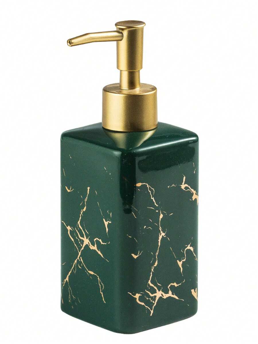 1pc 320ml Ceramic Refillable Liquid Soap Dispenser Bottle, Luxury Style Pump Lotion/Shower Gel Bottle, Suitable For Bathroom, Hotel, Restroom