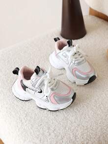 1 Pair Kids' Summer Mesh Breathable Sneakers, Girls Athletic Shoes - Pink - View 6