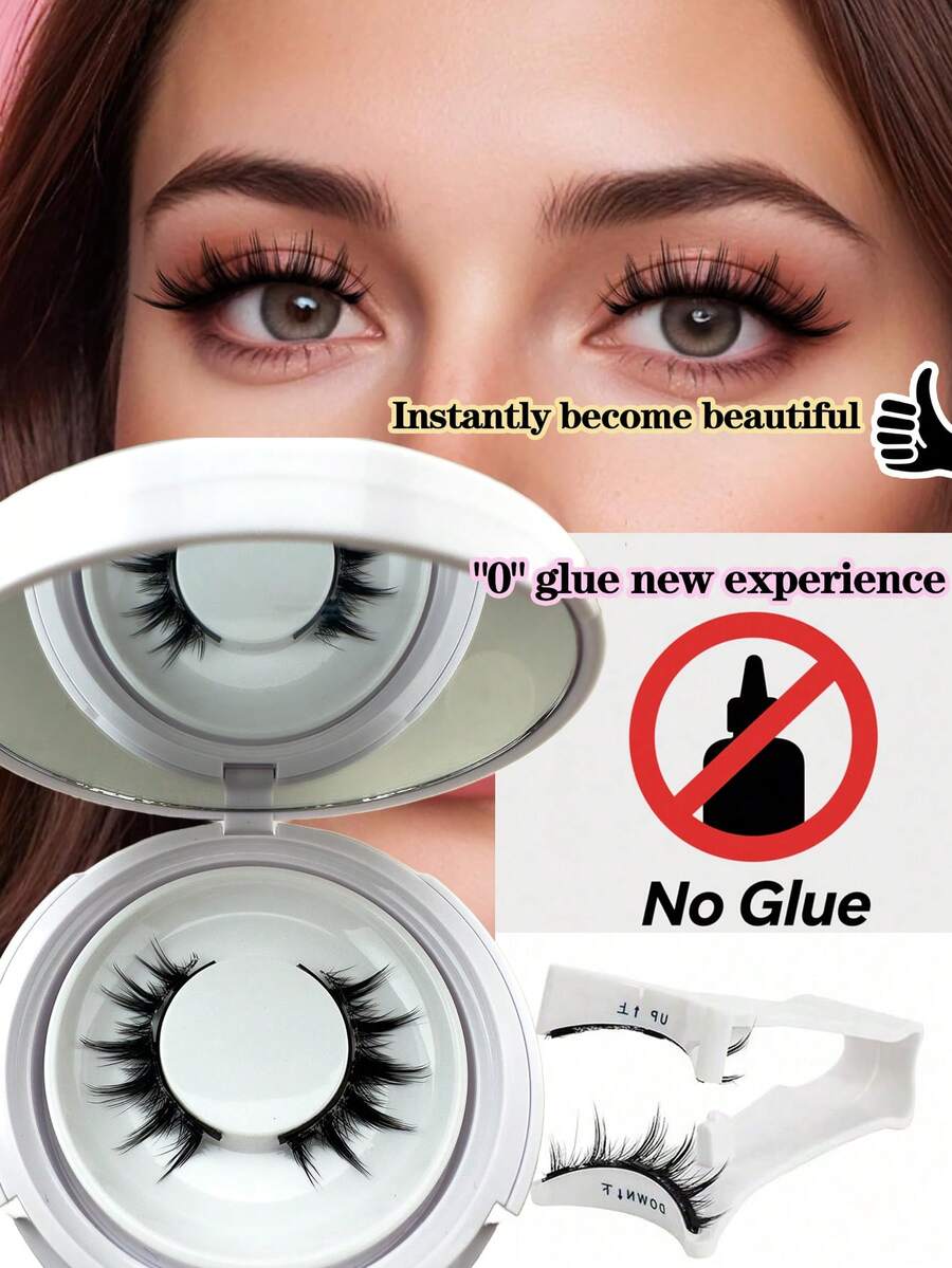 1 对磁性睫毛自然外观，2 对可重复使用磁性睫毛带涂抹器，无需胶水磁性睫毛磁性睫毛套装，易于佩戴和取下