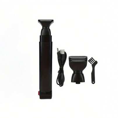 Máy cạo lông lưng chuyên nghiệp, trang bị 2 lưỡi dao đàn hồi giảm sốc, sạc USB, máy tỉa lông cơ thể dành cho nam giới, cán dài, được thiết kế dành cho nam giới.