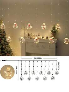 10 LED Christmas Santa Claus/Christmas Tree/Snowman Curtain Lights - Multifunctional Christmas Wishing Ball Lights - USB Powered 8 Modes, Suitable For Indoor And Outdoor Decoration, Classic Christmas LED Curtain Lights | USB Powered Wishing Ball Snowman Pendant, Wired With Button Control, Flashing Yellow Lights, Suitable For Holiday Decoration - Applicable For Christmas, Halloween, Thanksgiving And New Year, Ideal For Holiday And Seasonal Celebrations (Batteries Not Included)Halloween Decor Christmas Decoration Thanksgiving Wedding Home Decor Home Decor Fall Decor Autumn Decor Birthday Decorations For Gifts Party Supplies Indoor Outdoor Garden Holiday Festival Decor Wall Decor Halloween Ornaments
