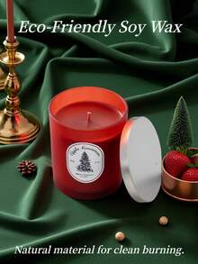 300g Christmas Decorations Candle | Red Soy Wax Jar, Autumn Home Decor, Christmas Scented Candle Gifts For Women, Holiday Party Decoration. Room Decor, Christmas Gifts