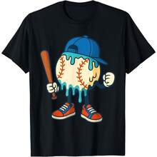 Ice Cream DBaseball Sports Baseball DAdult Kid T-Shirt, Uni - 黑色8 - 查看 1