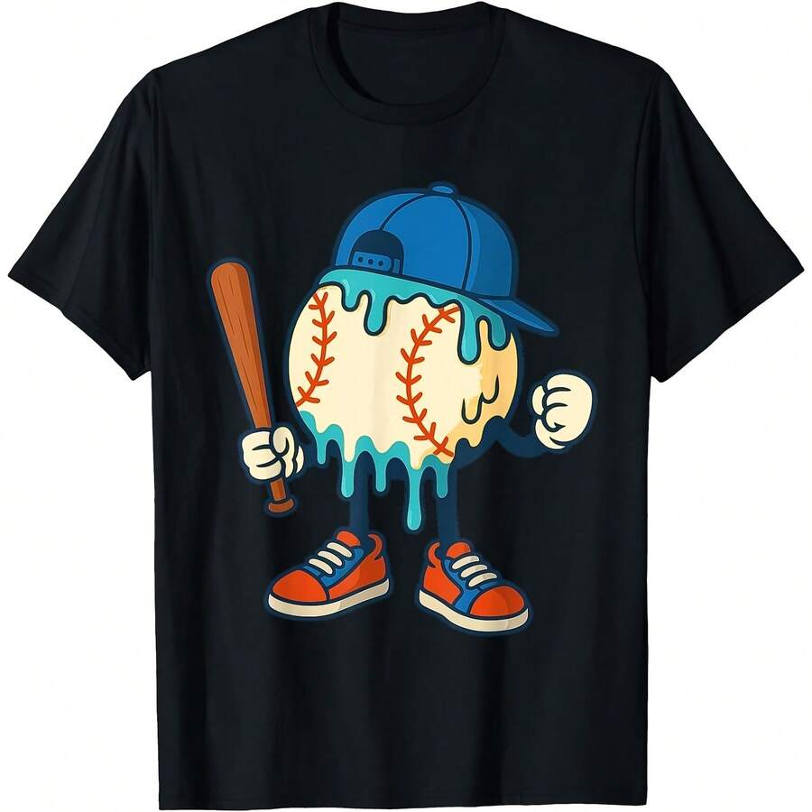 Ice Cream DBaseball Sports Baseball DAdult Kid T-Shirt, Uni - 黑色8 - 查看 1
