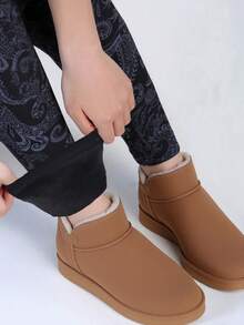 1 Pack Women's Thermal Lined Floral Print Leggings, Black Base, Stretchy Skinny Pants, Elegant & Casual, Suitable For Home, Workout, Yoga, Fitness, Outdoor Activities, Soft & Comfortable, Autumn/Winter