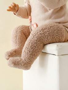 3 Pairs Baby Thick Fleece High Socks, Panda Grip Bottom Floor Socks, Warm For Autumn/Winter, Suitable For Below 5 Degrees - Multicolor - View 6