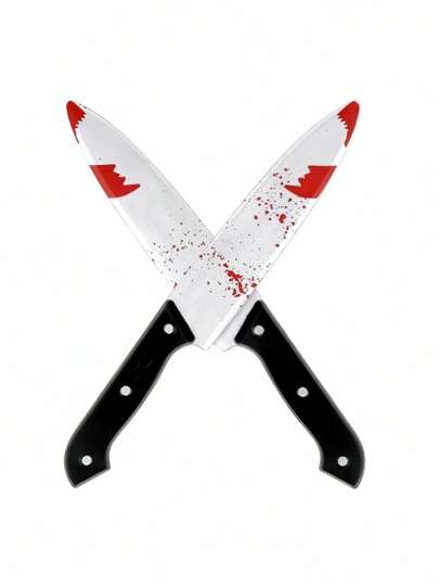 1pc 12-Inch Bloody Fake Plastic Prop Knife, Horror Style, Blood Red, Standard Knife Shape, Mischievous Details, Stage Performance, Cosplay, Halloween Prop, Suitable For Halloween Props, Horror Events And Cosplay (Random Style, Halloween Prop Knife, Plastic Fake Knife For Pranks, Some May Have Minor Defects)