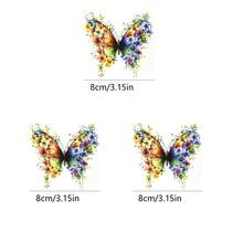 1/2/3pcs Flower & Butterfly Heat Transfer Stickers, Suitable For DIY, Durable Plastic Mixed Colors, For T-Shirt And Pillow Decoration. Multi-Color, Washable, Durable Plastic DIY Stickers, Applicable For Hoodies, Cushions, Pants, Sofa Covers And Canvas Bags, Washable And Fade-Resistant - Multicolor - View 4