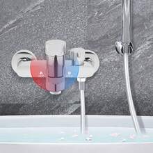 Grifo de bañera, grifo monomando, grifo de bañera de superficie para montaje en pared, grifo de ducha de baño plateado - Plateado - Ver 1