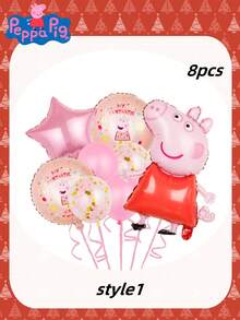 5/8 piezas Conjunto de globos de Cerdito Peppa y George, globos de película de aluminio decorativos. El mejor regalo festivo para buenos amigos, decoración del ambiente de la fiesta, decoración perfecta para fiestas, decoración del hogar, decoración ideal para la habitación, regalo de Navidad, Día de San Valentín, regalos ideales para amigos en celebraciones de cumpleaños, recuerdos, recuerdos para mujeres, estética linda, Día de San Valentín, regalos, decoraciones, decoración del hogar, regalos de San Valentín, decoraciones navideñas para el hogar, regalos de Navidad, decoración navideña