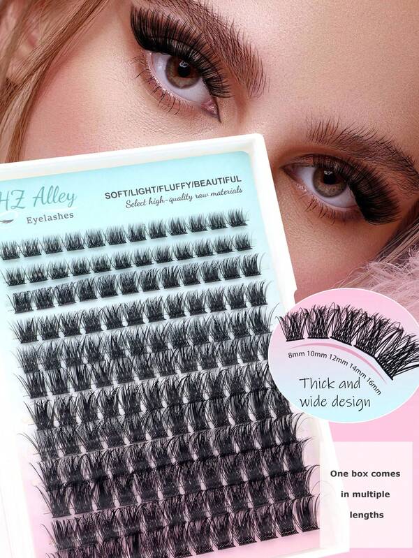 144 peças/12 fileiras Cílios Postiços Europeus e Americanos de Alta Capacidade, Espessos e Volumosos, Multicamadas, Macios e de Haste Larga Segmentada, Ideais para Iniciantes, Extensão de Cílios para Datas e Festas