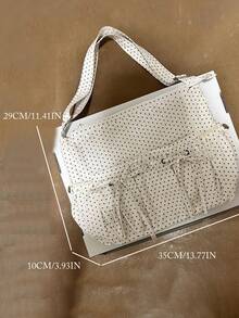 Back To School Korean Indie Design Versatile Shoulder Bag For College Students, Casual Tote Bag, Suitable For Classes, Shopping, Commuting - Beige - View 6