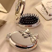 High-Grade Silver-Plated Folding Mirror Comb Two-In-One Female Portable Airbag Air Cushion Comb Massage Comb - Silver - View 4