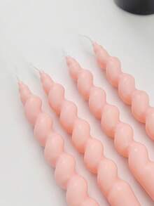 4 Pink Spiral Candles, Home Decoration Aromatherapy Candles, Including Aromatherapy Candle Set, Christmas Slender Candle Center Decoration, Christmas Home Decoration Paraffin, Halloween Home Atmosphere Decoration, Home Candle Holder Gift Suitable For Giving To Women, Winter Gift