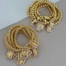 1pc CZ Micro Pave Virgin Charms Bracelet Cross Pendant Bracelet Fashion Religion Jewelry Bracelet