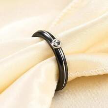 6mm White/Black Ceramic Rings Plus Cubic Zirconia For Women Comfort Fit Engagement Wedding Band Size 5-122025 - 4mm Line Black+Silver - View 4